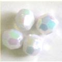 Picture of BD8FR15  8mm RAINBOW WHITE faceted shaped plastic beads