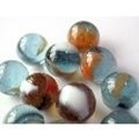 Picture of M185 16MM Transparent blue with various colored swirls marbles 