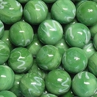 Picture of M320  HANDMADE 16MM set of 10 Green w/White Swirls Marbles