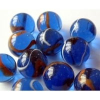 Picture of M129 16MM Transparent Blue Marble With Red And White Swirls 