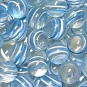 Picture of M306  HANDMADE 16MM set of 10 Clear w/Blue & White Stripes Marbles