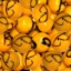 Picture of M327  HANDMADE 25mm set of 10 Orange with Black Swirls Marbles 