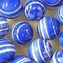 Picture of M334  HANDMADE 25mm set of 10  White Striped Blue colored Twisted Marbles 