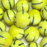 Picture of M330  HANDMADE 25mm set of 10 Yellow with Blue Striped Marbles 
