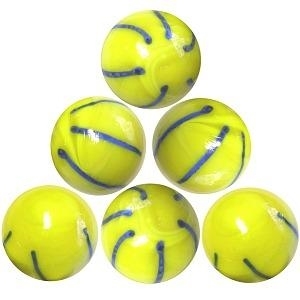 Picture of M378  HANDMADE 35MM Yellow with Blue Striped Marbles 10pcs