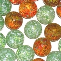 Picture of M354  HANDMADE 25mm set of 10 Transparent Green speckled with White & Transparent Red