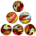 Picture of M442  HANDMADE 35mm Clear, various colored twisted marbles 10 pcs