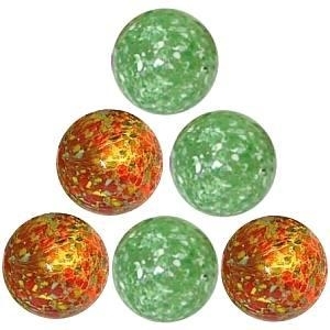 Picture of M444  HANDMADE 35mm Red and Green Transparent Clear speckled 10pcs