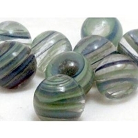 Picture of M319  HANDMADE 16MM set of 10, Clear w/blue, green, white striped Marbles