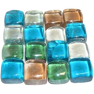 Picture of M68  Glass Gems  Mixed Colors, Cast Squares, Shiny 16MM thick