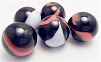 Picture of M214  1-in. Black Base With Orange and White Swirls Glass Marbles