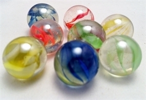 Picture of M141 16MM Clear marbles with various colored swirls