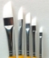 Angular Paint Brush Set-White synthetic hair brushes closeup