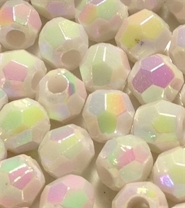 Picture of BD6FR15  6mm RAINBOW WHITE faceted shaped plastic beads