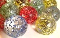 Picture of M229 25MM Transparent Clear Rolled In Colored Crushed Glass Marbles