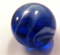Picture of M206 25MM Transparent Blue With White Swirls Glass Marbles 