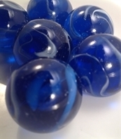 Picture of M206 25MM Transparent Blue With White Swirls Glass Marbles 