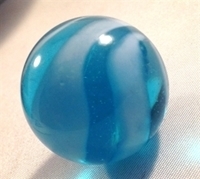 Picture of M211  25MM Light Transparent Blue With White Swirls Glass Marbles 