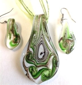 Picture of GP7 Hand Made Murano Fused Glass Jewelry Set-Leaf 