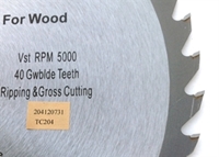Picture of TC204 12”40T for WOOD 1" Arbor shim to 5/8"