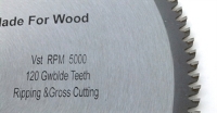 Circular Saw Blade Carbide 12" 120T for WOOD. Suitable for a circular saw, table saw, chopsaw, miter saw, skilsaw, concrete and masonry saw.-edge closeup