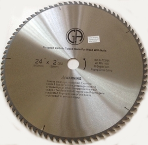 Picture of TC248N 24" 80T Arbor=2" to 5/8" Saw Blade Circular Carbide for WOOD with NAILS