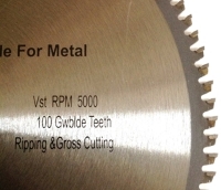 Circular Saw Blade Carbide 12" 100T for STEEL.  Suitable for a circular saw, table saw, chopsaw, miter saw, skilsaw-edge view
