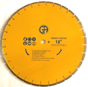 18" Segmented Circular Saw Blade DL644 Laser Welded for General Purpose Skilsaw, table saw and tile saw. main view