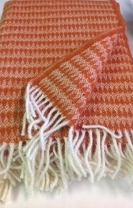 Picture of WT1 Wool Throw Blanket 100% New Zealand Wool Orange 50" x 80" Kilppan Saule