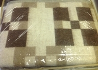 Picture of WB2 Wool Blanket 30% Alpaca wool, 50% New Zealand Wool, 20% Cotton Brown/Ivory 55" x 80" Kilppan Saule Made in Latvia