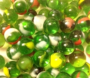 Picture of MN07 14MM Transparent Green with red, yellow and white swirls