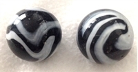 Picture of MM206A 25MM Black solid with white swirls marbles