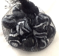 Picture of MM206A 25MM Black solid with white swirls marbles