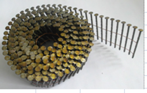 Picture of NN105 - 15° 2.25" x.099 Bright Screw Nail -  (Flat Coil, Wire Collated) 9000 nails in cartin, 35 cartins in Pallet