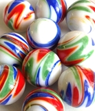 Glass Marbles 25MM or  1in  Handmade colored, stripes, swirls, spots