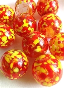 Picture of MJ3226AB HANDMADE 16MM set of 10. Clear w/Red & Yellow spots