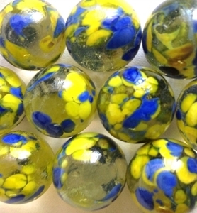 Picture of MJ3226DA HANDMADE 16MM Clear w/blue & yellow spots, set of 10