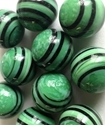 Picture of MJ3226G HANDMADE 16MM Green w/black stripes, set of 10