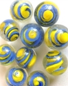 Picture of MM3048BA HANDMADE 16MM Clear w/blue & yellow twists, set of 10
