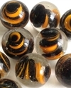 Picture of MM3048H HANDMADE 16MM Clear w/black and orange swirls, set of 10