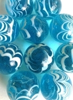 Picture of MM3045AB HANDMADE 25mm set of 10, Transparent Blue w/white swirls