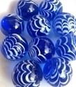 Picture of MM3045CA HANDMADE 25mm set of 10, Transparent blue w/white swirls