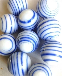 Picture of MJ3226DC HANDMADE 16MM White w/blue stripes, set of 10