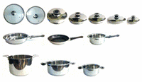Picture of POT1  chef jean perier cookware: 13 piece stainless steel cookware set