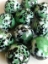 Picture of MJ3222E HANDMADE 25mm set of 10, Green w/black and white spots