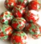 Picture of MJ3222BA  HANDMADE 25MM Set of 10 Marbles, WHITE w/GREEN, RED, & GOLD SPOTS