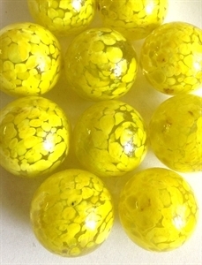 Picture of MJ3222DA  HANDMADE 25MM Set of 10 Marbles, CLEAR w/Yellow spots