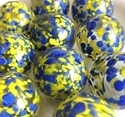 Picture of MJ3222F  HANDMADE 25MM Set of 10 Marbles, Clear w/Blue & Yellow spots