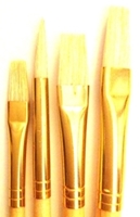 Picture of ART189  bristle hair paint brush 4pc set. flat style and one round style