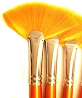 Picture of ART177  Golden Synthetic Hair Fan Style Paint Brush Set 9pcs